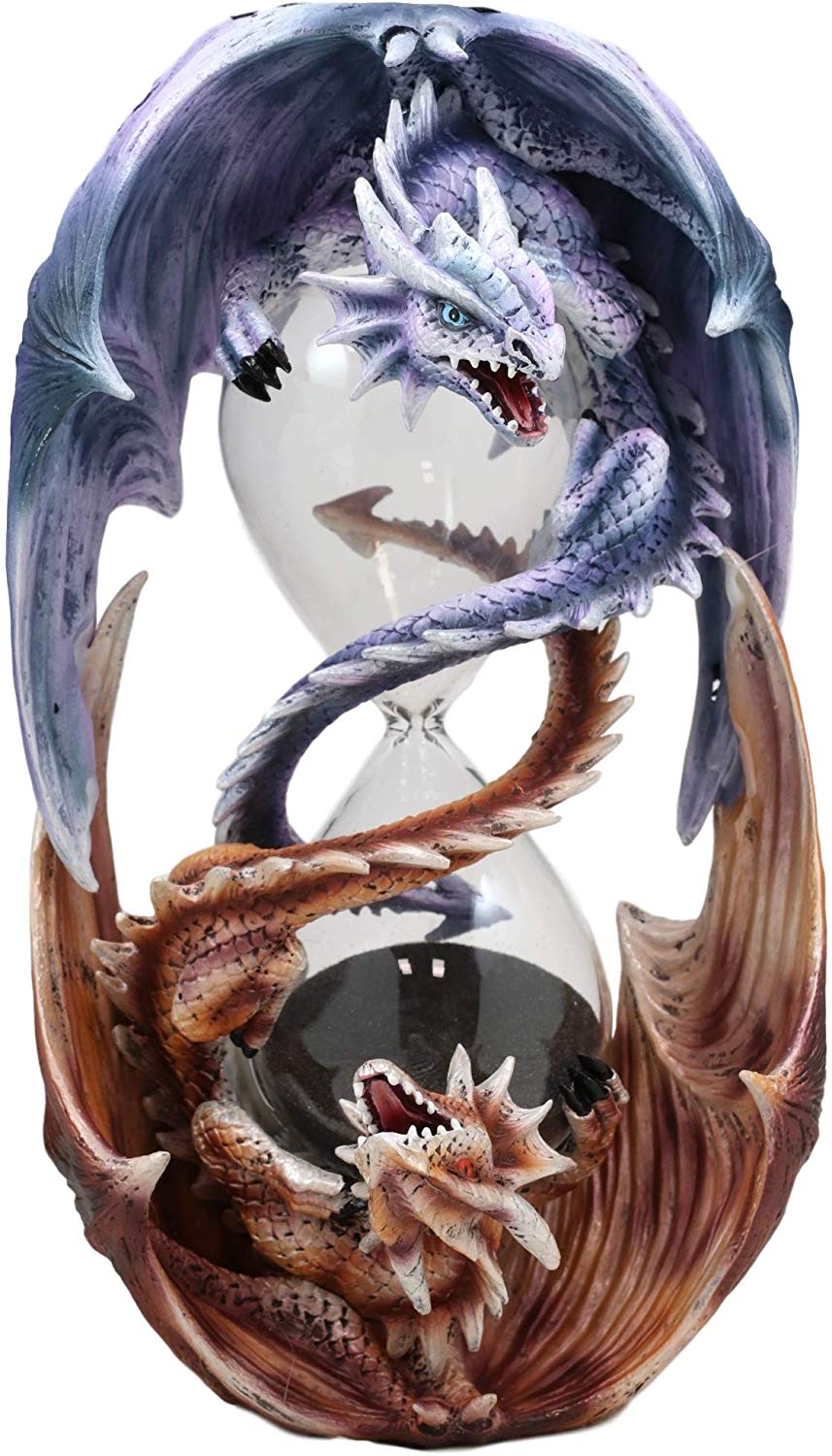 Ebros Invertible Elemental Ice and Fire Dual Dragon Sandtimer 7.5"H Anne Stokes