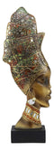 Ebros Large African Tribal Art 3D Maasai Ebony Female with Yoruba ASO Oke Hat Head Bust Statue 15.25" Tall