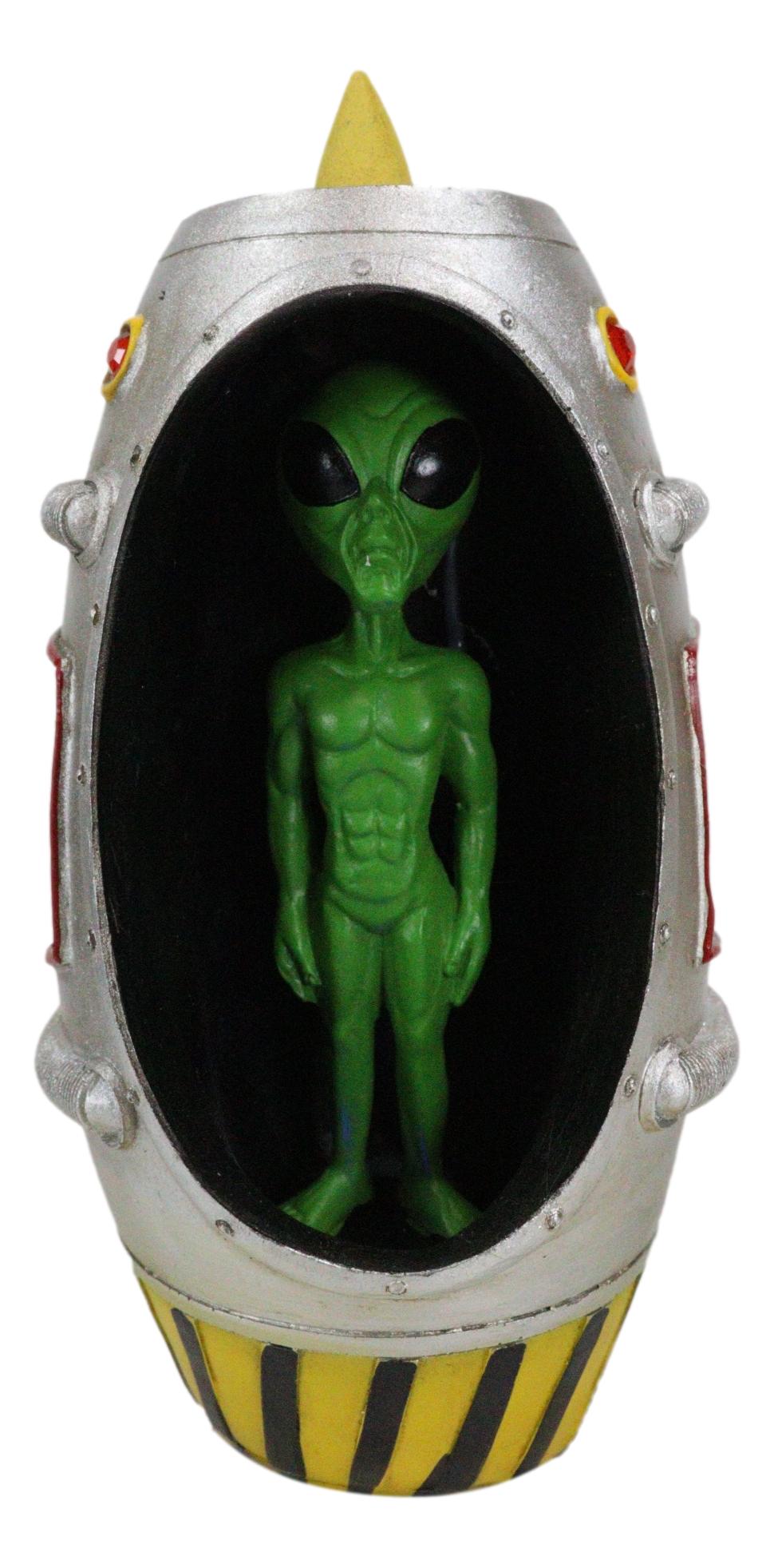 UFO Green Alien In Spaceship Capsule Backflow Incense Burner With LED Lights