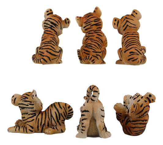 Ebros Jungle Playful Bengal Orange Tiger Cubs Mini Figurines Forest  Tigers