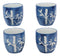 Ebros Porcelain Blue Jeans & White Bamboo Japanese Sake Rice Wine Flask And 4 Cups Set