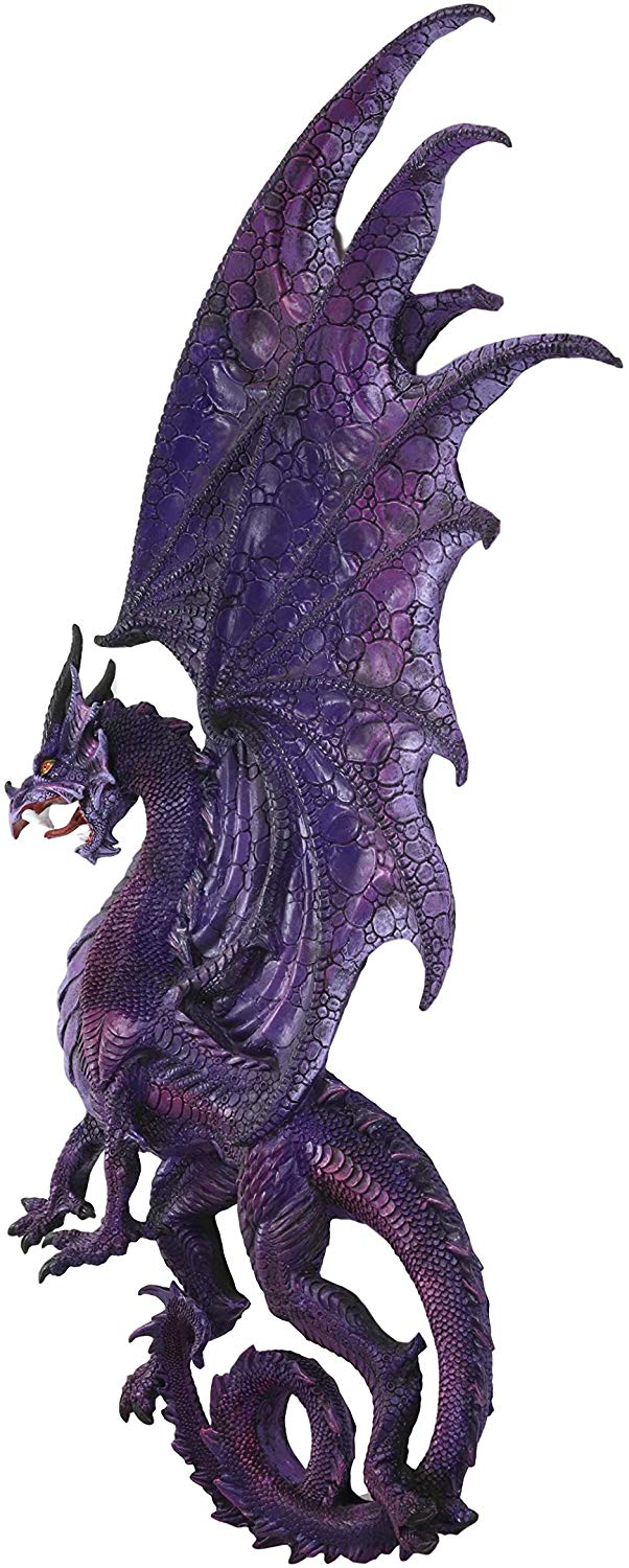 Ebros Large 34"H Medieval Fantasy Twilight Purple Moon Dragon Skull Wall Decor Plaque