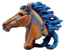 Ebros Gift Wild & Free Colorful Horse Bust Figurine 8.25" H Multi Color Rainbow Hand Painted Faux Wood - Ebros Gift