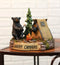 Happy Campers Rustic Black Bear And Cub Roasting Marshmallow By Bonfire Statue