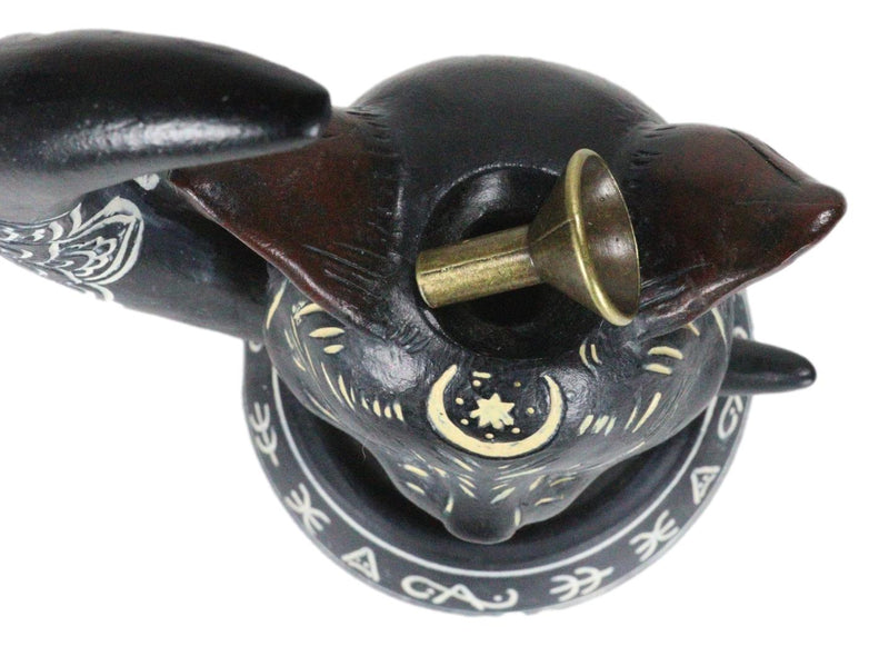Occult Wicca Sacred Geometry Black Cat Crescent Moon Backflow Incense Burner