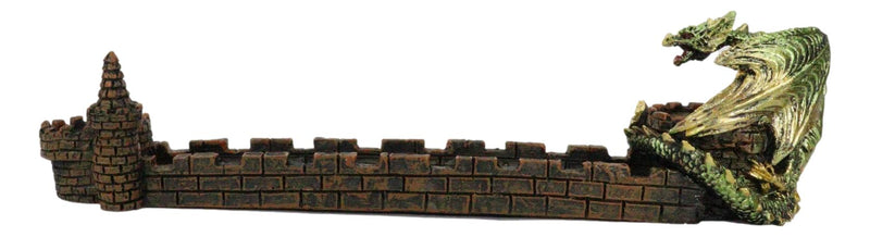 Green Dragon Perching On Castle Parapet Allure Roof Incense Burner Figurine