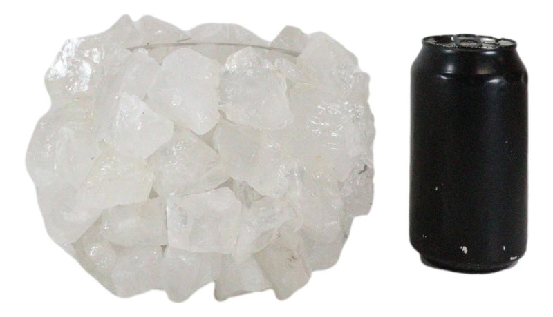 Quartz Crystal Mineral Stone Rocks Floral Vase Contemporary Accent Sculpture