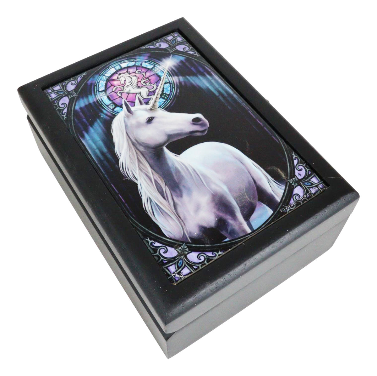 Spirit Enlightenment Sacred Unicorn Art Tile Wooden Tarot Cards Decorative Box