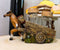 Country Western Brown Horse Pulling Cart Wagon Salt Pepper Shakers Holder Set