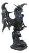 Draco Fantasy Gothic Dragon With Blue Orb Statue 8" Tall Land Of The Dragons