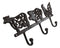 Cast Iron Rustic Cow Pig And Chicken With Scroll Filigree Art 3 Peg Wall Hooks