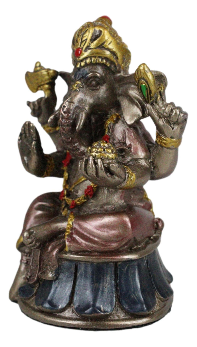Small Hindu Ganesha Ganapati Hindu Elephant God Sitting On Drum Figurine