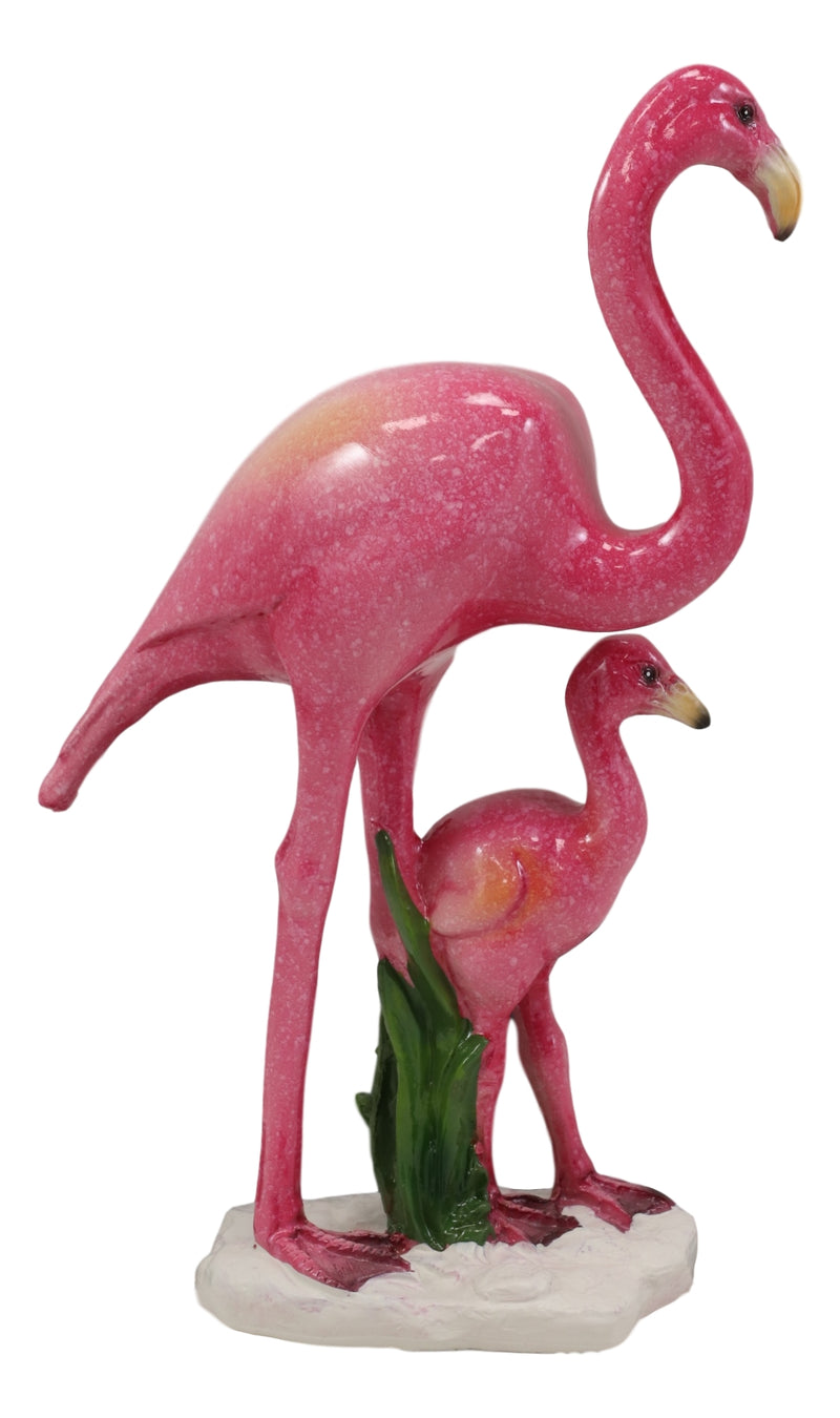 Ebros Tropical Rainforest Birds Pink Flamingo Mother W/ Chick Family Figurine