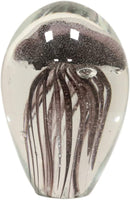 Ebros Art Glass Glow in The Dark Translucent Jellyfish With LED Base (Black)