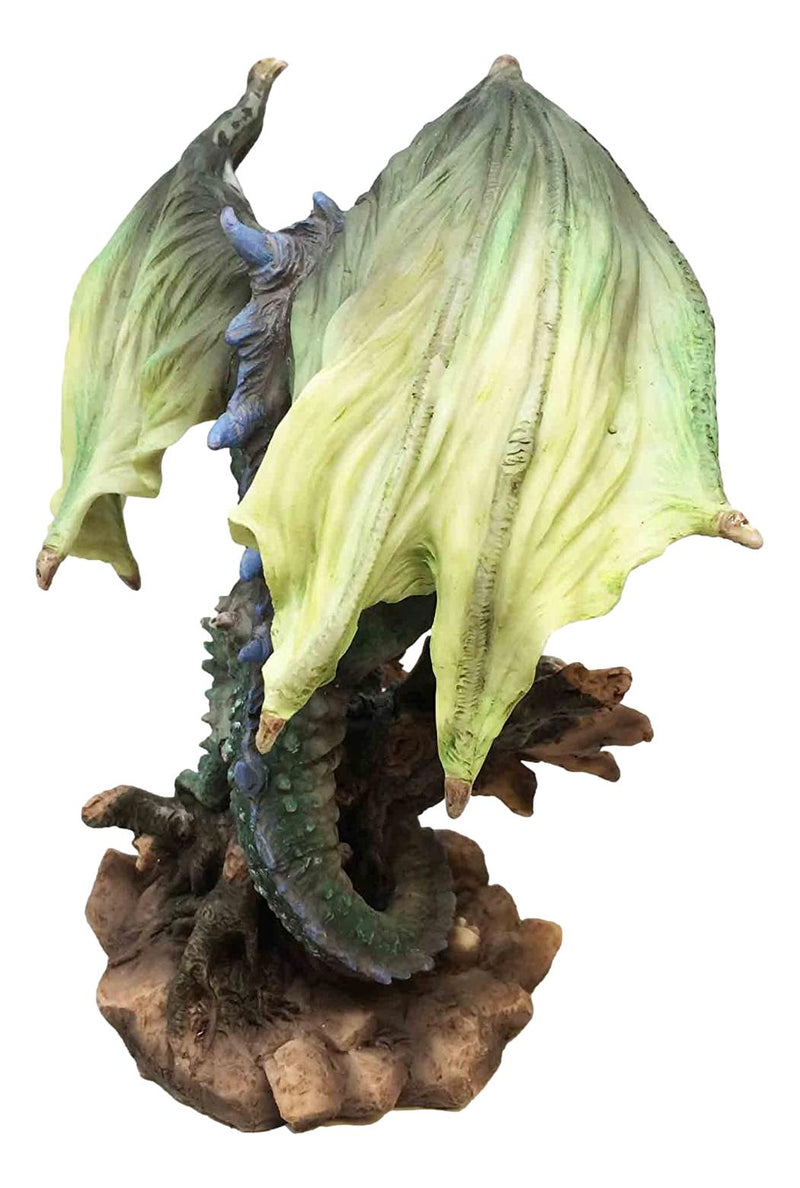 Fantasy Land Of Dragons Green Earth Elemental Drake Dragon Roaring Statue