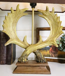 Western Rustic Vintage 2 Entwined Elk Moose Antlers Sculptural Table Lamp Decor