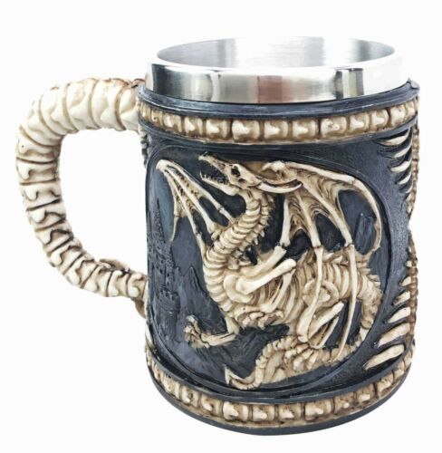 Skeletal Dragon Fossil Skeleton Skulls Ossuary Beer Stein Tankard Coffee Cup Mug