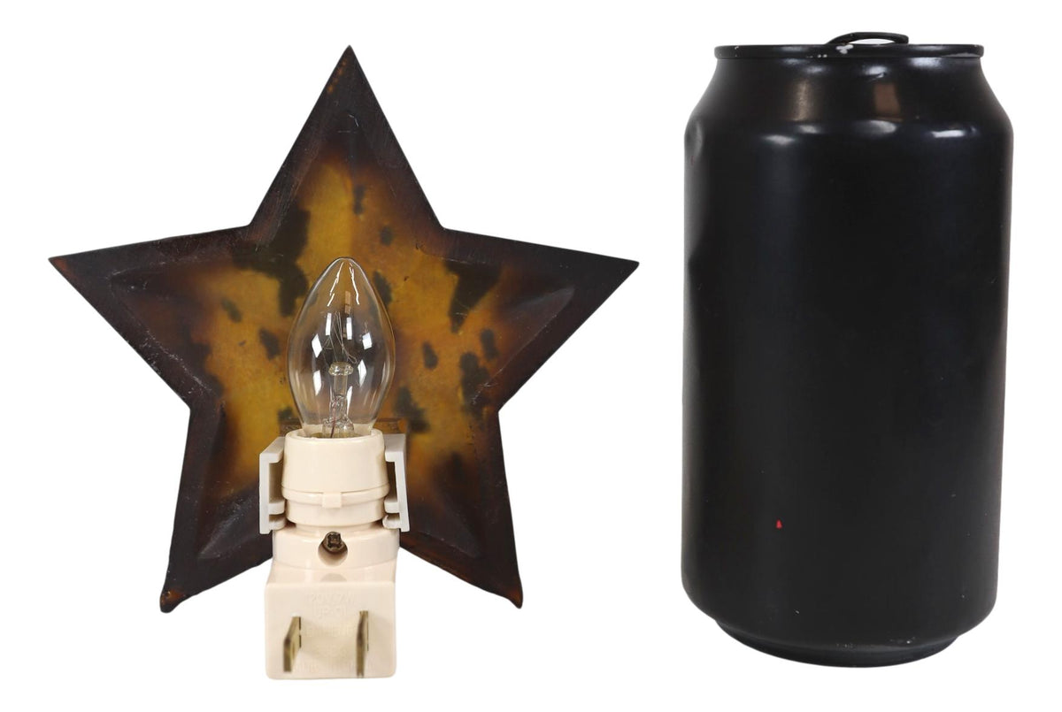 Rustic Cowboy Western Star Turquoise Cowskin Print Wall Plug In LED Night Light