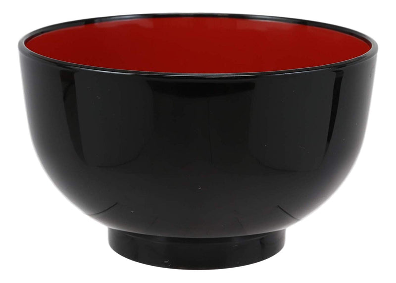 Japanese Black Red Lacquer Copolymer Plastic 5.5"Dia Small Bowl 16oz Set of 6