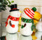 Mr & Mrs Snowman Christmas Couple Magnetic Ceramic Salt Pepper Shakers Set