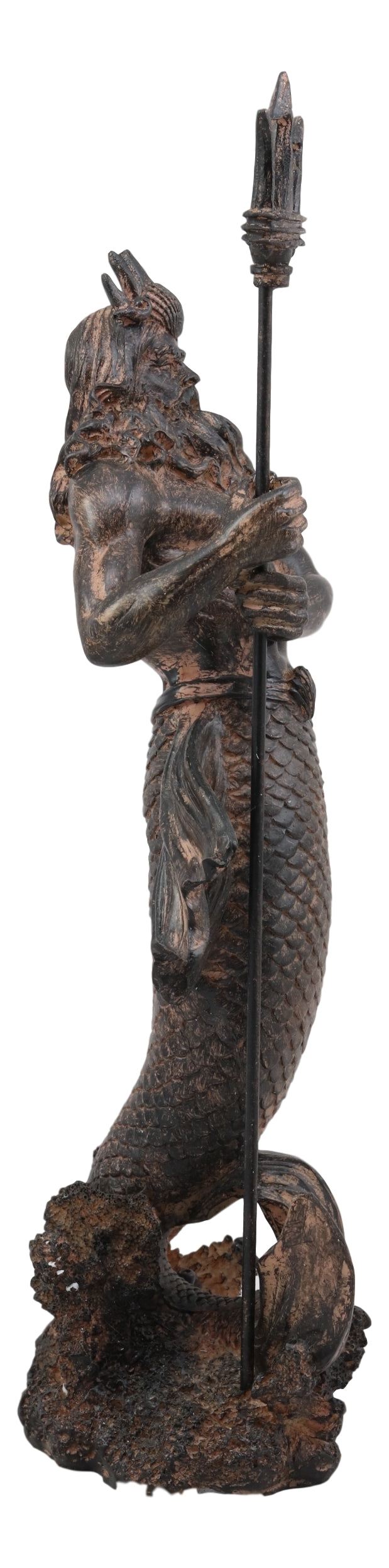 Greek God of The Seas Tremors Merman Poseidon With Trident Statue Neptune Decor - Ebros Gift