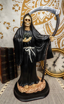 Ebros 12.75" Tall Holy Santa Muerte Holding Scythe in Black Tunic Robe Statue - Ebros Gift