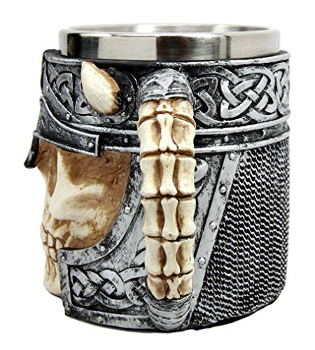 Ebros Viking Horned Demon Warrior Skull With Battle Helmet Mug Beer Stein Tankard Coffee Cup