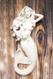 Rustic White Stone Finish Nautical Ocean Mermaid Holding Spider Conch Wall Decor
