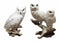 Woodlands Night Watch White Snow Owls Perching on Tree Branch Figurine Set of 2