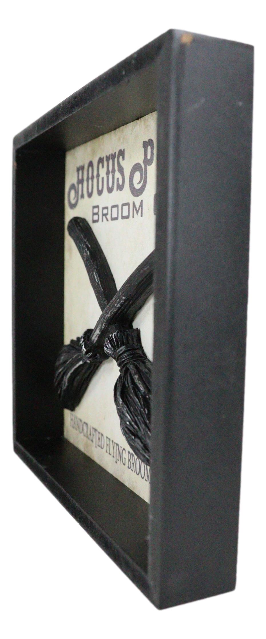Wicca Hocus Pocus Broom Co Crossed Flying Brooms Wall Decor Plaque Picture Frame