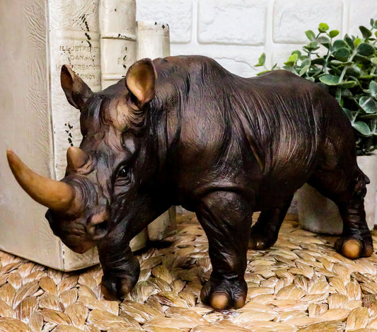 Ebros African Safari Grasslands Rhinoceros Beast Decorative Figurine 11" Long - Ebros Gift