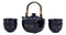 Ebros Japan Made Tombo Dragonfly Midnight Blue 20oz Porcelain Tea Pot & Cups Set