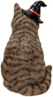 Ebros Gray Tabby Cat with Wizard Witches Hat Collectible Home Decor Figurine