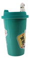 Ebros Gift Lucky Cat Maneki Neko Ceramic Tall Drink Mug Cup With Silicone Lid (Green)