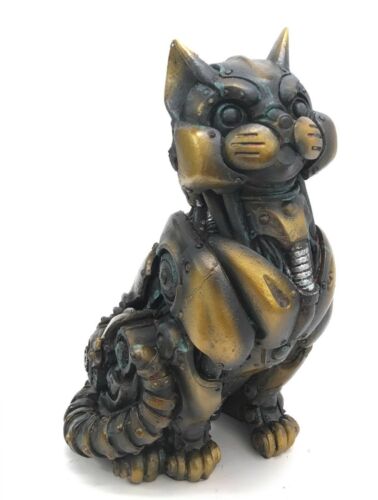 Steampunk Feline Cyborg Pet Kitty Cat Decorative Paperweight Figurine 7"H