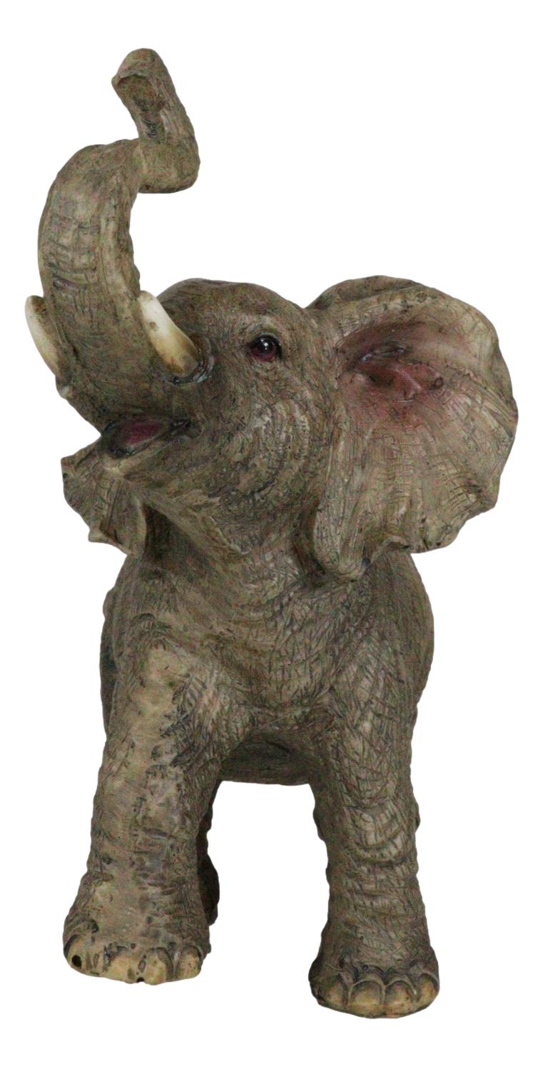 Safari Wildlife Adorable Male Tusked Elephant Trumpeting Collectible Figurine