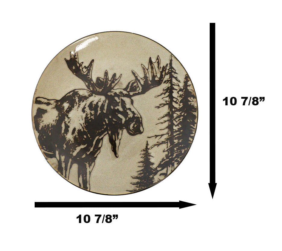 Pack Of 2 Rustic Western Emperor Elk Stag Moose Deer Round Dinner Plates - Ebros Gift