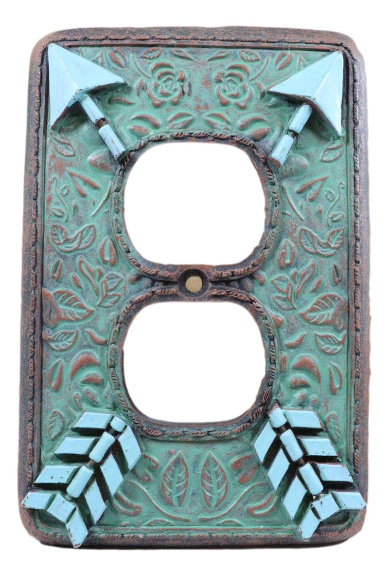 Indian Turquoise Crossed Arrows Friendship Wall Double Receptacle Plates Set
