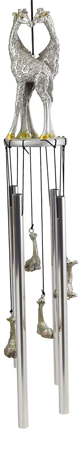 Safari Madagascar Two Giraffe Couples In Love Figurine Crown Garden Wind Chime