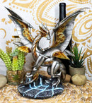 Steampunk Cyborg Planetarium Dragon 'Silverton' Decorative Figurine 11.75"H