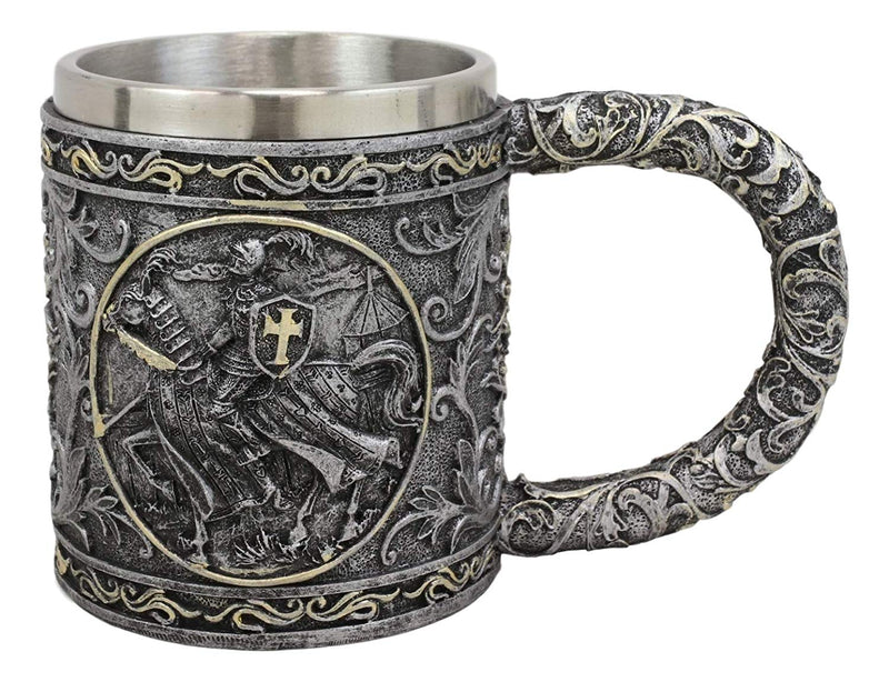 Ebros Medieval Knight Of The Cross Charging On Cavalry Horse Coffee Mug 14 Ounce