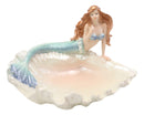 Nautical Mermaid With Sea Oyster Shell Decorative Jewelry Potpourri Bowl Statue
