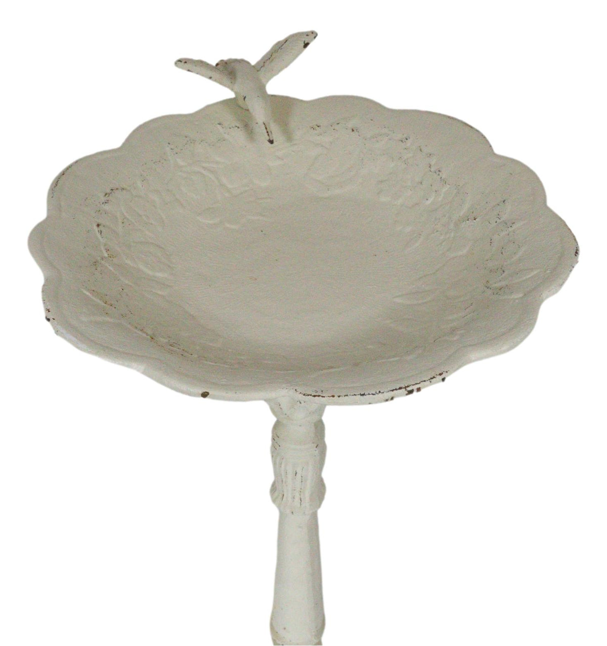 Rustic White Cast Iron Hummingbird Victorian Bird Feeder Bath Garden Statue 23"H