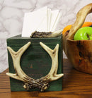 Ebros Wildlife Buck Elk Deer Trophy Antlers Tissue Box Cover Sculpture 6.25"H