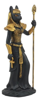 Egyptian Goddess Bastet Cat Statue 11"H Ubasti Goddess Of Protection Health Home