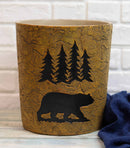 Wildlife Rustic Black Bear Roaming Pine Trees Forest Waste Basket Dry Trash Bin