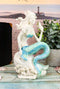 Ebros 8"H Nautical Blue Tailed Mermaid Seated On Rock Listening To Conch Statue