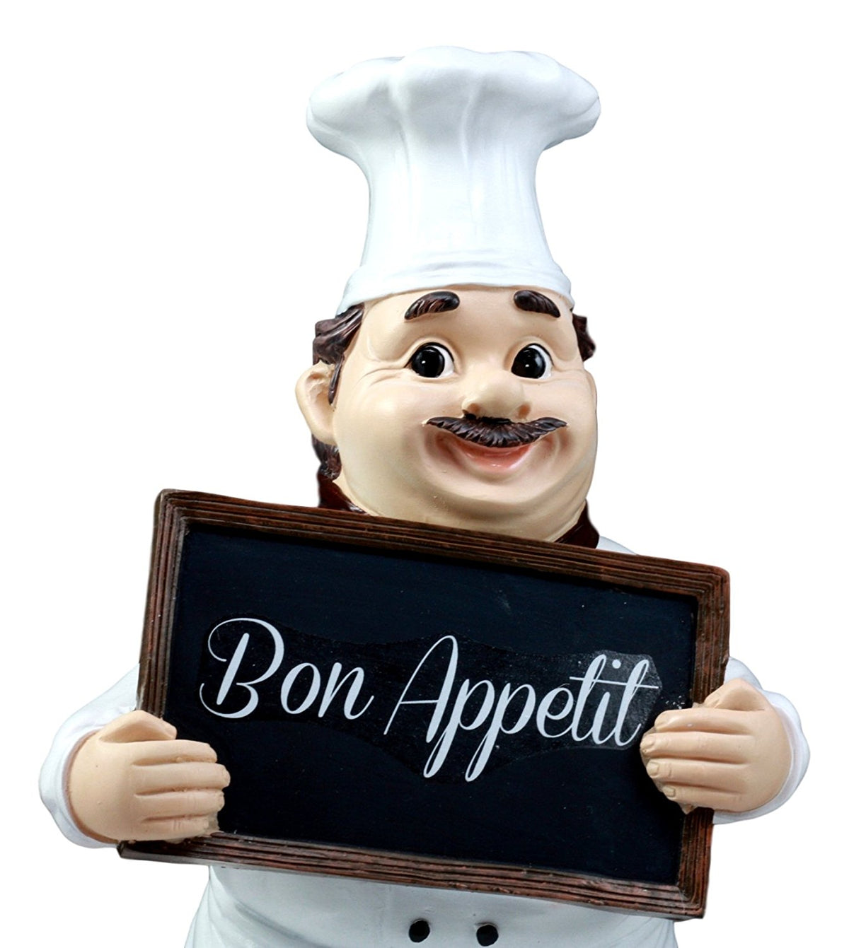 Bon Appetit French Bistro Chef Pierre Holding Sign Kitchen Welcome Figurine 12"H