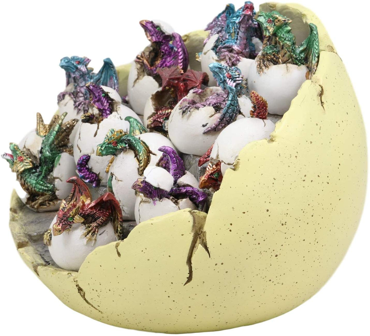 Ebros Set of 12 Wyrmling Dragons in Eggs Figurine Miniatures with Dragon Egg Display Set Colorful Fantasy Egg Hatchling Figurines Set of 12 Dungeons and Medieval Alchemy Fantasy Dragon Collectibles