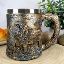 Ebros Lion And Lioness Pride Coffee Mug Textured With Rustic Tree Bark Design